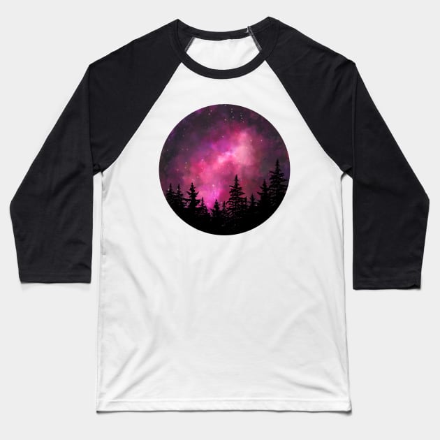 Pink galaxy Baseball T-Shirt by RosanneCreates